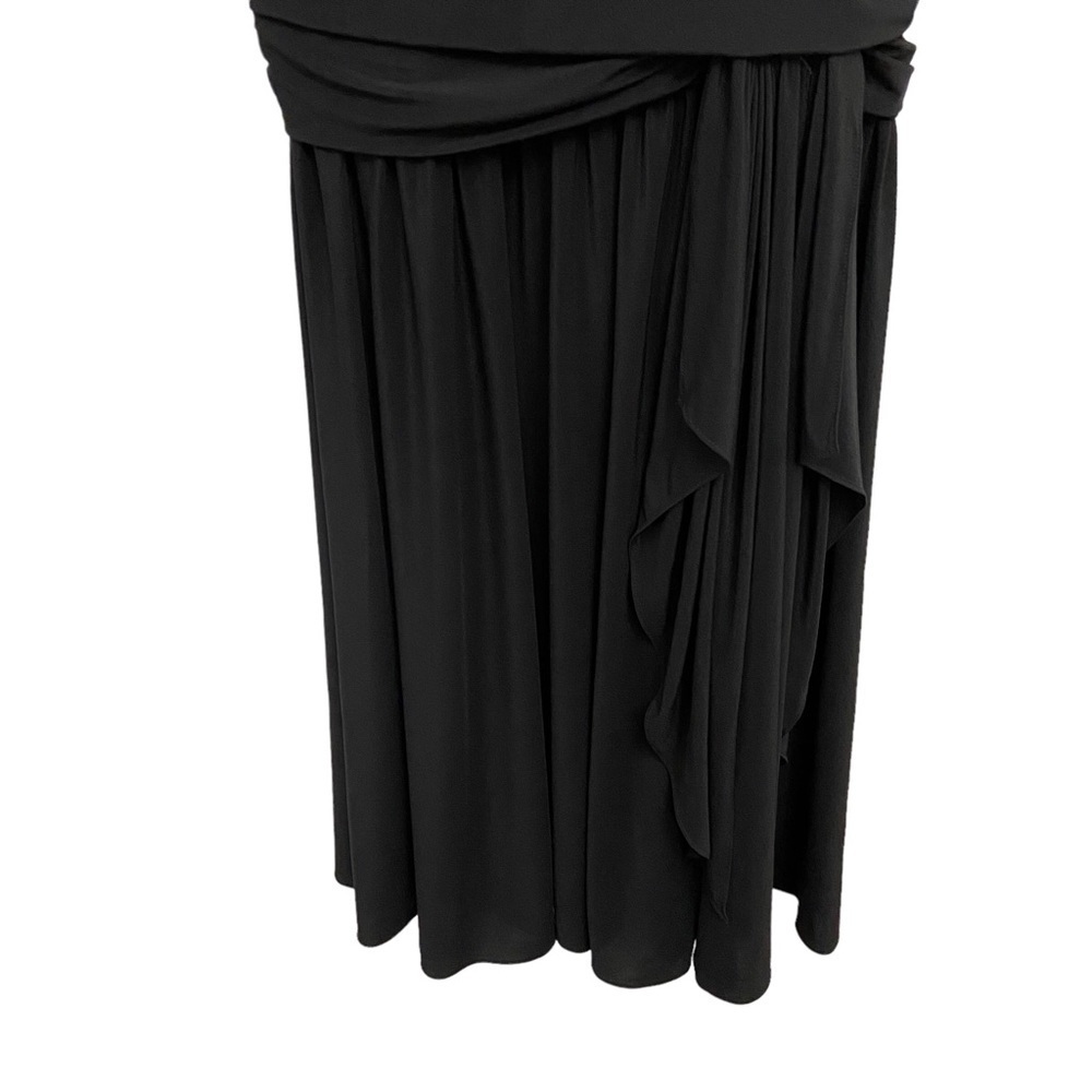 Vintage Kira cocktail dress draped dress one shoulder black beaded flattering - Picture 7 of 16
